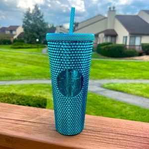Starbucks Studded Blue Chrome Tumbler 24 oz